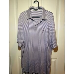 RLX Ralph Lauren Bay Hill Polo Shirt Mens XL Purple White Striped Golf Course